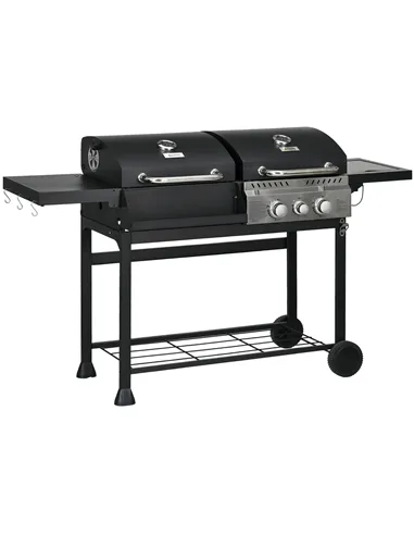 Outsunny Dual Fuel BBQ Grill - Black