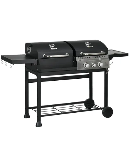 Outsunny Dual Fuel BBQ Grill - Black