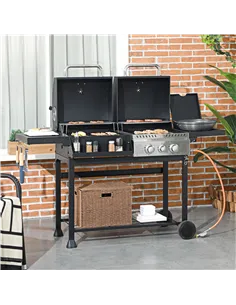 Outsunny Dual Fuel BBQ Grill - Black 2