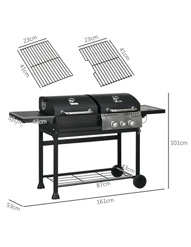 Outsunny Dual Fuel BBQ Grill - Black