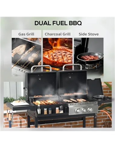 Outsunny Dual Fuel BBQ Grill - Black