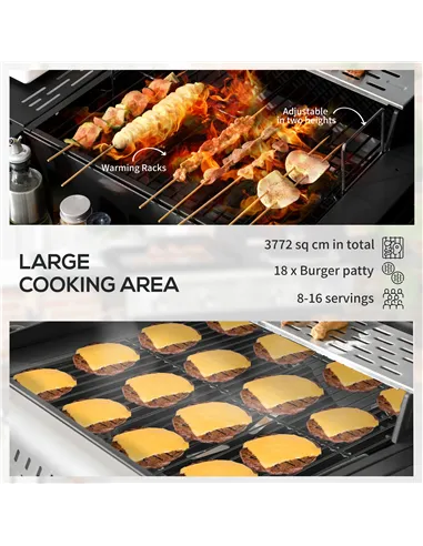 Outsunny Dual Fuel BBQ Grill - Black