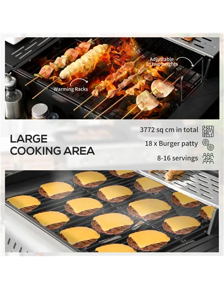 Outsunny Dual Fuel BBQ Grill - Black