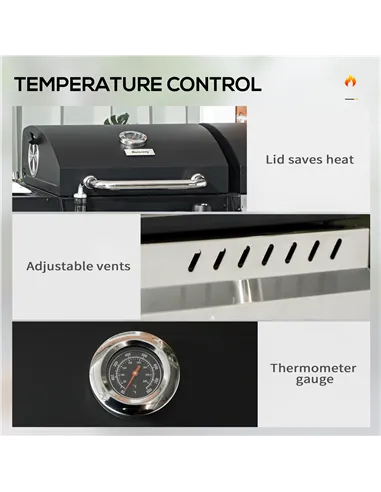 Outsunny Dual Fuel BBQ Grill - Black