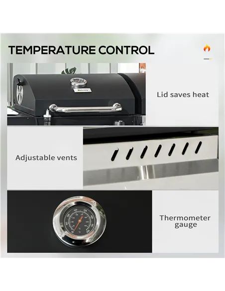 Outsunny Dual Fuel BBQ Grill - Black