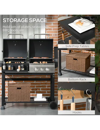 Outsunny Dual Fuel BBQ Grill - Black