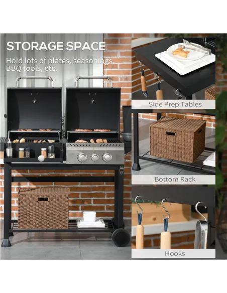 Outsunny Dual Fuel BBQ Grill - Black