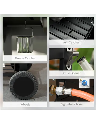 Outsunny Dual Fuel BBQ Grill - Black