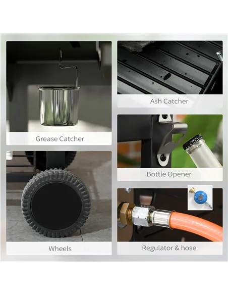 Outsunny Dual Fuel BBQ Grill - Black