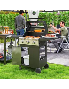 Outsunny 7.5kW Three-Burner Gas BBQ Grill, with See-Through Lid - Black 2