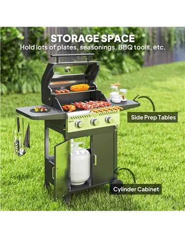 Outsunny 7.5kW Three-Burner Gas BBQ Grill, with See-Through Lid - Black