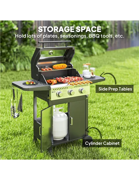 Outsunny 7.5kW Three-Burner Gas BBQ Grill, with See-Through Lid - Black