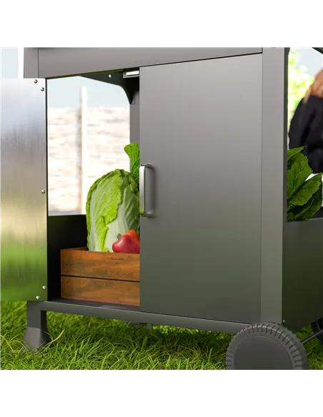 Outsunny 7.5kW Three-Burner Gas BBQ Grill, with See-Through Lid - Black