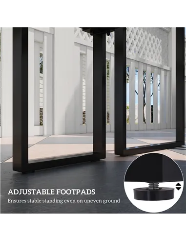 Outsunny 3 Pieces Picnic Bench Set with Table and 2 Benches, Slated Design Dining Trestle Beer Table and Seat, Black