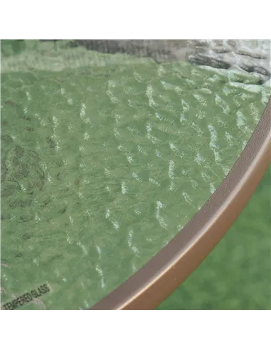 Outsunny Garden Patio Texteline Folding Chairs Plus Table and Parasol Furniture Bistro Set 6 Pieces - Coffee/Cream