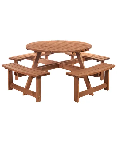 Outsunny 8-Seater Wooden Picnic Set-Fir Wood