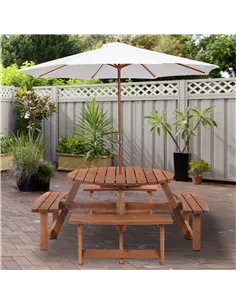 Outsunny 8-Seater Wooden Picnic Set-Fir Wood 2