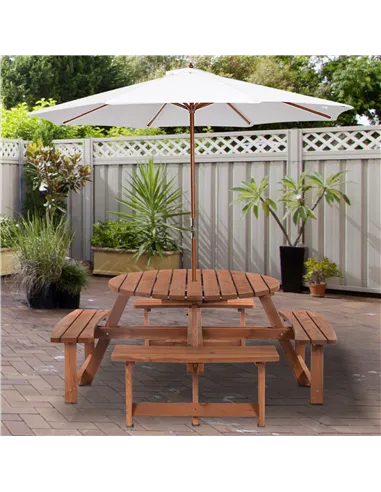 Outsunny 8-Seater Wooden Picnic Set-Fir Wood