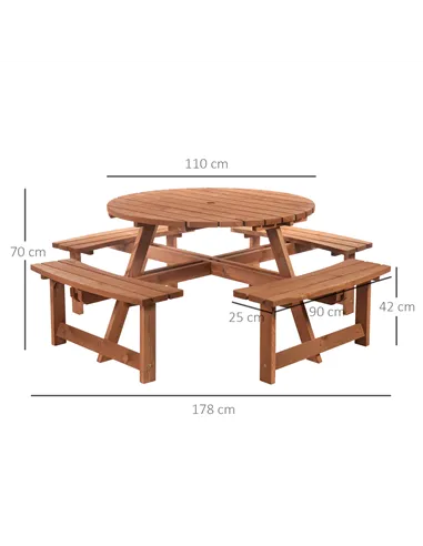 Outsunny 8-Seater Wooden Picnic Set-Fir Wood