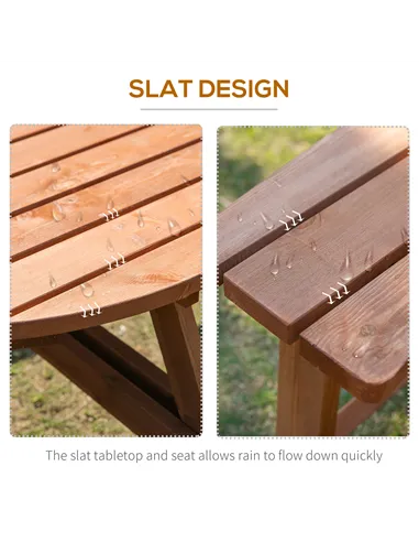 Outsunny 8-Seater Wooden Picnic Set-Fir Wood