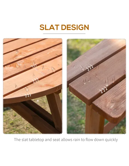 Outsunny 8-Seater Wooden Picnic Set-Fir Wood