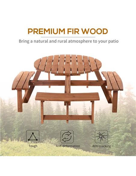 Outsunny 8-Seater Wooden Picnic Set-Fir Wood