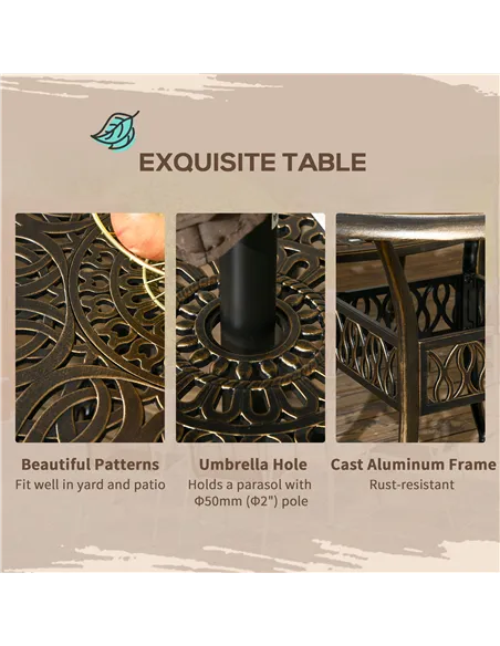 Outsunny 5-Piece Outdoor Furniture Dining Set, Cast Aluminum Conversation Set Includes 4 Chairs and Φ90cm Round Table with Φ50mm