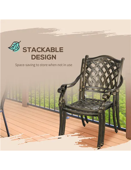 Outsunny 5-Piece Outdoor Furniture Dining Set, Cast Aluminum Conversation Set Includes 4 Chairs and Φ90cm Round Table with Φ50mm