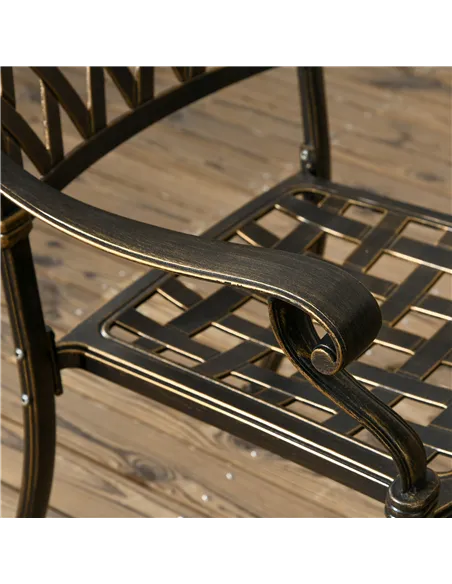 Outsunny 5-Piece Outdoor Furniture Dining Set, Cast Aluminum Conversation Set Includes 4 Chairs and Φ90cm Round Table with Φ50mm