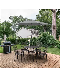 Outsunny 5 Pieces Garden Dining Set for 4, Cast Aluminium Outdoor Dining Set with 4 Armchairs and Round Dining Table with Paraso 2