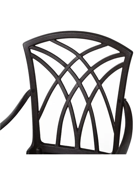 Outsunny 5 Pieces Garden Dining Set for 4, Cast Aluminium Outdoor Dining Set with 4 Armchairs and Round Dining Table with Paraso