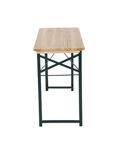 Outsunny Portable Folding Camping Picnic Trestle Beer Table and 2 Bench Set Wooden Garden Furniture Patio Dining Party BBQ Chair