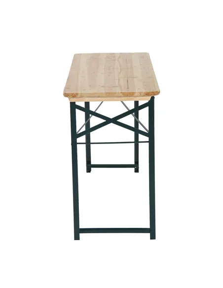 Outsunny Portable Folding Camping Picnic Trestle Beer Table and 2 Bench Set Wooden Garden Furniture Patio Dining Party BBQ Chair