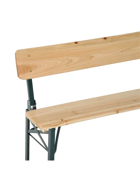 Outsunny Portable Folding Camping Picnic Trestle Beer Table and 2 Bench Set Wooden Garden Furniture Patio Dining Party BBQ Chair