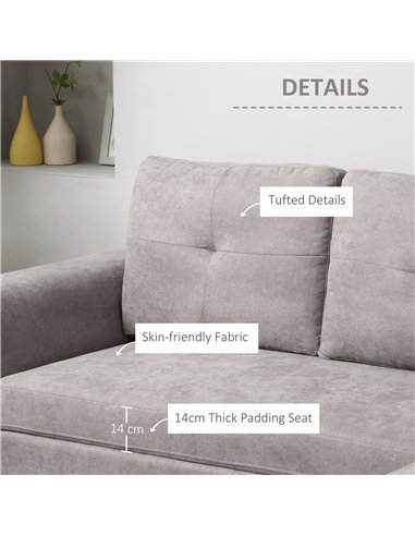 HOMCOM Linen-Look 'L' Storage Sofa Bed - Light Grey