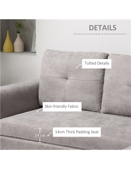 HOMCOM Linen-Look 'L' Storage Sofa Bed - Light Grey