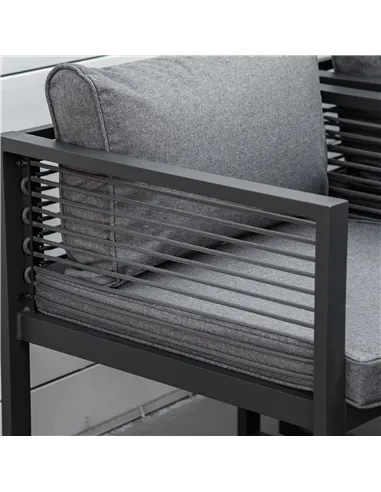 Outsunny Nine-Piece Aluminium Garden Set, with Glass-Top Table - Grey