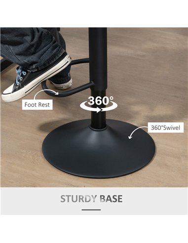 HOMCOM Set of 2 Bar Stool, Adjustable Height PU Leather Barstools with Swivel Seat and Footrest for Breakfast Bar, Kitchen and H