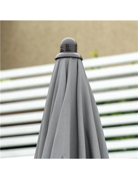 Outsunny 6 Piece Garden Dining Set with Umbrella, Outdoor Dining Sets with Parasol, 4 Folding Dining Chairs & Round Tempered Gla