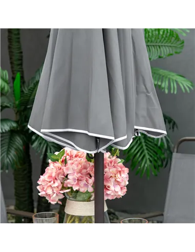 Outsunny 6 Piece Garden Dining Set with Umbrella, Outdoor Dining Sets with Parasol, 4 Folding Dining Chairs & Round Tempered Gla