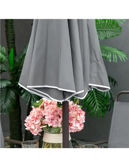 Outsunny 6 Piece Garden Dining Set with Umbrella, Outdoor Dining Sets with Parasol, 4 Folding Dining Chairs & Round Tempered Gla