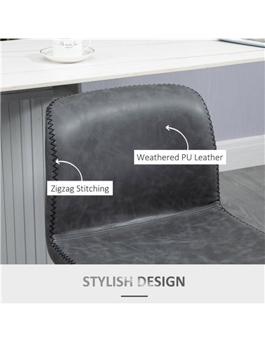 HOMCOM Set of 2 Bar Stool, Adjustable Height PU Leather Barstools with Swivel Seat and Footrest for Breakfast Bar, Kitchen and H