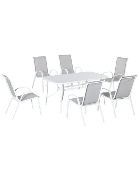 Outsunny Seven-Piece Outdoor Dining Set - Grey
