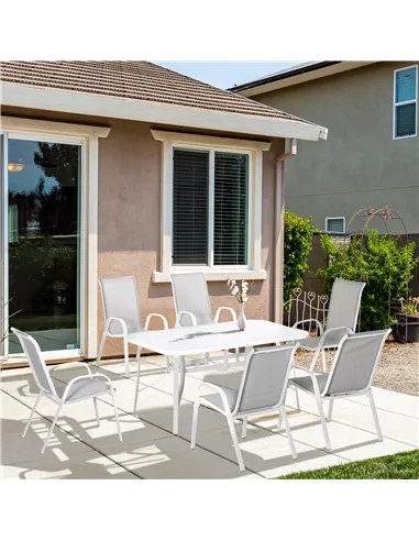 Outsunny Seven-Piece Outdoor Dining Set - Grey