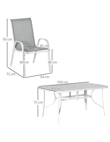 Outsunny Seven-Piece Outdoor Dining Set - Grey