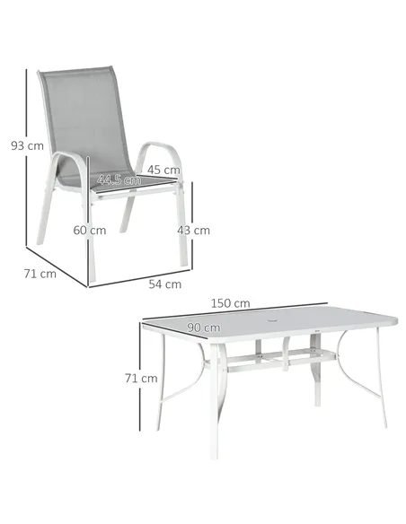 Outsunny Seven-Piece Outdoor Dining Set - Grey