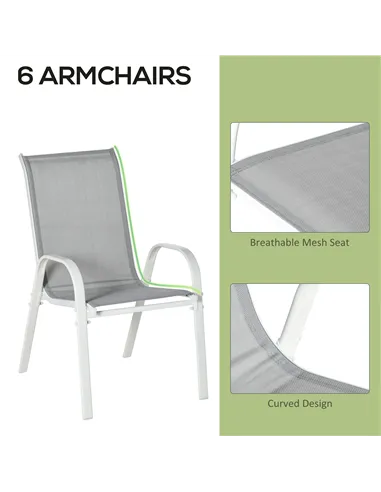 Outsunny Seven-Piece Outdoor Dining Set - Grey