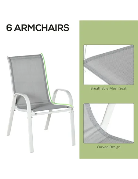 Outsunny Seven-Piece Outdoor Dining Set - Grey