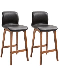 HOMCOM Modern Bar Stools Set of 2, PU Leather Upholstered Bar Chairs with Wooden Frame, Footrest for Home Bar, Dining Room