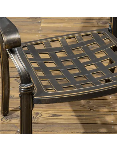 Outsunny 7 PCs Garden Patio Dining Set with Parasol Hole, Cast Aluminium Outdoor Furniture Set with Six Cushioned Chairs and Rec